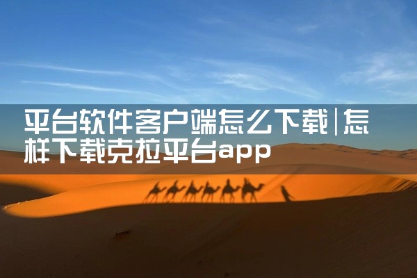 平台软件客户端怎么下载